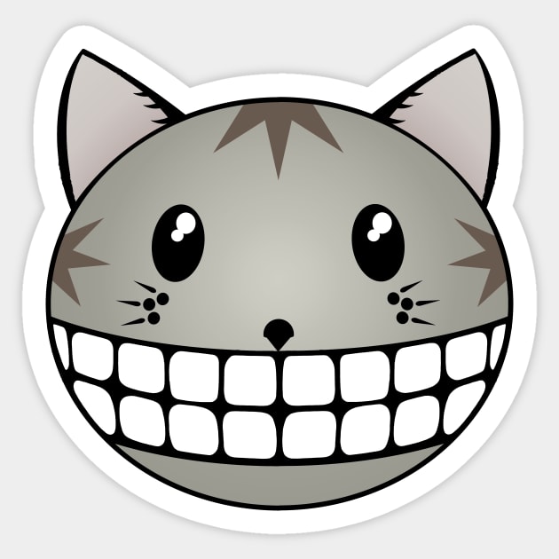 Cheshire Grey Tabby Cat Smile Sticker by RawSunArt